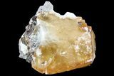 Golden Calcite Crystal with Sphalerite and Barite - Elmwood Mine #71921-3